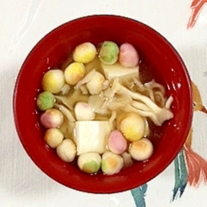 たもぎと塩とうふと豆麩のお味噌汁
